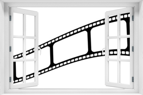 Fototapeta Naklejka Na Ścianę Okno 3D - Wavy film with empty frames for your content. Reel, tape, movie, cinema, filming, director, cinematography, video, filmstrip, negative, retro, recording, vintage, celluloid, cinefilm. Vector