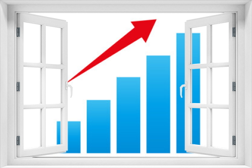 棒グラフ　上昇　売上グラフ　右肩上がり　矢印	