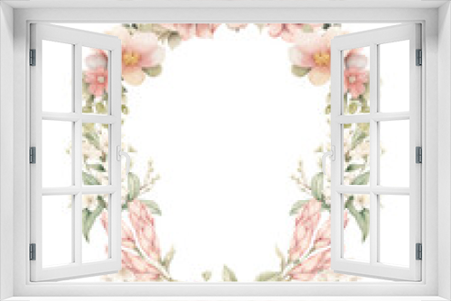 Fototapeta Naklejka Na Ścianę Okno 3D - watercolor floral bouquet frame Spring wild flowers pastel colors