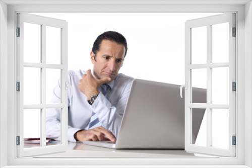 senior businessman working at computer office desk