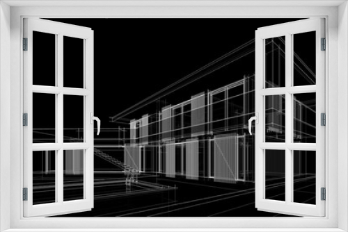 Fototapeta Naklejka Na Ścianę Okno 3D - architectural drawings of a house 3d illustration
