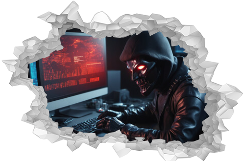 Computer hacker stealig security data