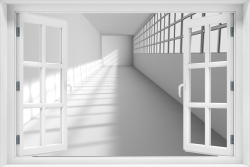 Fototapeta Naklejka Na Ścianę Okno 3D - Long white corridor