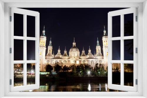 Fototapeta Naklejka Na Ścianę Okno 3D - Basilica Del Pilar in Zaragoza in night illumination, Spain