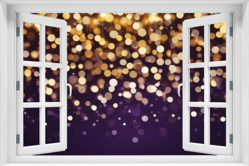abstract glitter lights as the background. Change the colors to antique brass and aubergine, while preserving the de-focused appearance. Present it in a banner format. 
