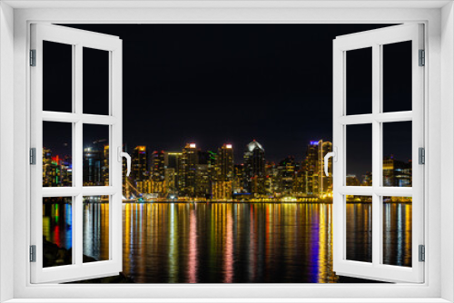 Fototapeta Naklejka Na Ścianę Okno 3D - san diego skyline night harbor 