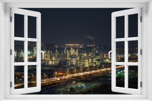 Fototapeta Naklejka Na Ścianę Okno 3D - night view of the oil factory