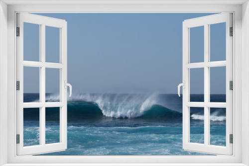 Fototapeta Naklejka Na Ścianę Okno 3D - Large breaking waves and ocean view in Las Palmas, Canary islands, Spain