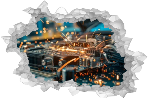 Dynamic Circuit Board and Sparks Illustration