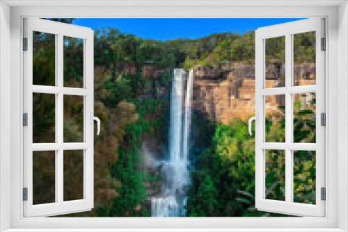 Fototapeta Naklejka Na Ścianę Okno 3D - Beautiful flowing River in Fitzroy water Falls in Bowral NSW Australia beautiful colourful cloudy skies lovely waterfalls