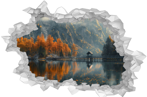 Golden Autumn Reflections: A Serene Alpine Lake Amidst Majestic Mountains