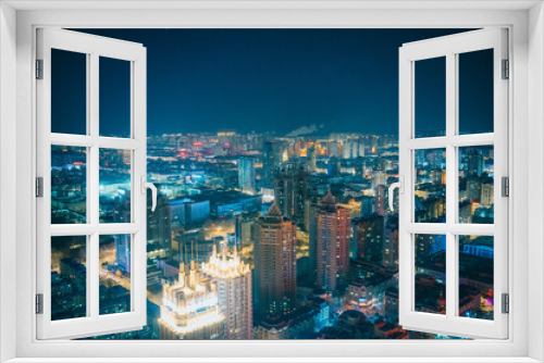 Fototapeta Naklejka Na Ścianę Okno 3D - 中国 黒竜江省 ハルビン　龍塔からの夜景　