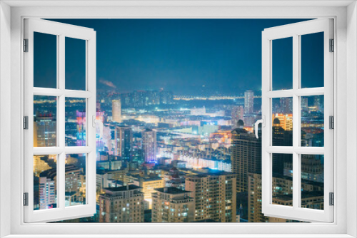 Fototapeta Naklejka Na Ścianę Okno 3D - 中国 黒竜江省 ハルビン　龍塔からの夜景　