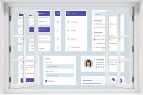 Light Collection of blue elegant ui ux elements. Ux dashboard user panel template. User interface, experience. UI elements to book the app.