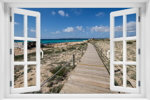 Fototapeta Naklejka Na Ścianę Okno 3D - boat shelter, Migjorn beach, Formentera, Pitiusas Islands, Balearic Community, Spain
