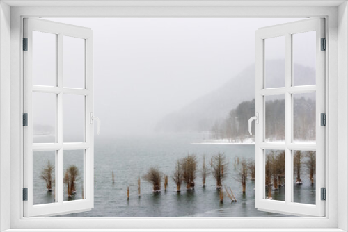 Fototapeta Naklejka Na Ścianę Okno 3D - Winter landscape scenes at lake Watauga Tennessee