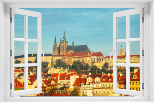Fototapeta Naklejka Na Ścianę Okno 3D - Old Prague cityscape overview