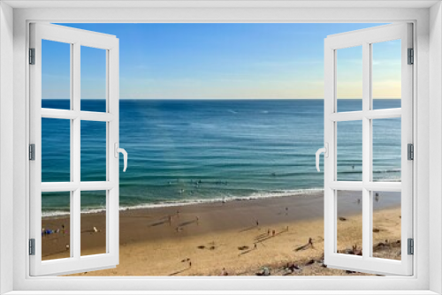 Fototapeta Naklejka Na Ścianę Okno 3D - Blue ocean horizon, sandy beach, seascape background