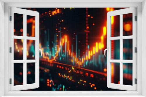 Digital display of stock market trends with graphs and data analysis, representing financial investment and trading.