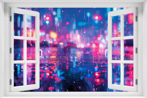 Cyber Rain: A Neon Pixel Cityscape Reflection