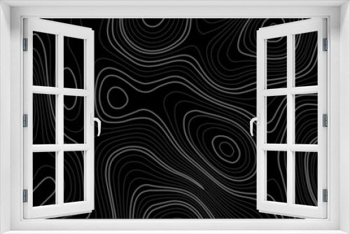 Abstract black and white wavy topography map background. Topography relief and topographic map wave line background. Vector illustration.