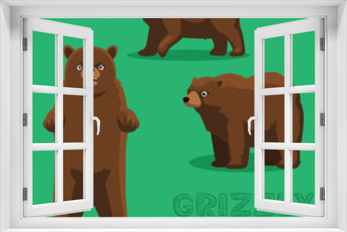 Fototapeta Naklejka Na Ścianę Okno 3D - Grizzly Bear Brown Cartoon Vector Illustration