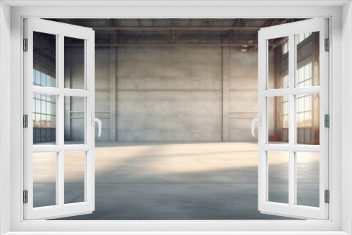 Empty warehouse with numerous windows