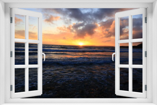 Fototapeta Naklejka Na Ścianę Okno 3D - View on a sunset on the Pentrez beach located in the department of Finistère, in the region of Brittany