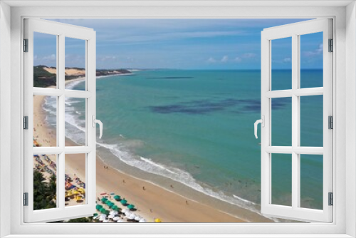 Fototapeta Naklejka Na Ścianę Okno 3D - Aerial view of the calm and relaxing Madero beach with a private bay to swim with dolphins. Madero Beach, Natal, Rio Grande do Norte State in Brazil 