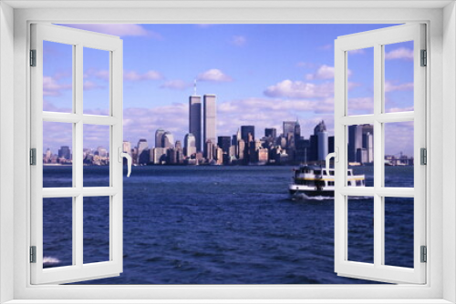 Fototapeta Naklejka Na Ścianę Okno 3D - Downtown Manhattan Skyline with World Trade Center Twin Towers in New York City during early 1990s