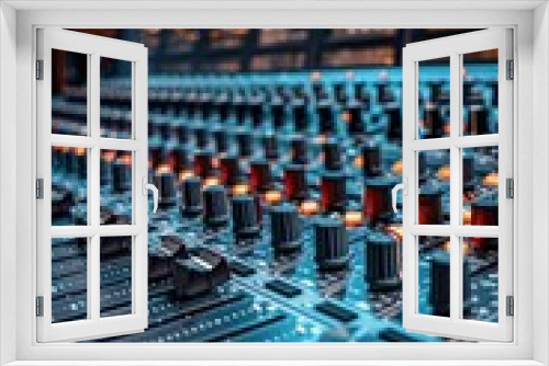 A Professional Sound Mixing Console With Many Knobs. Generative AI