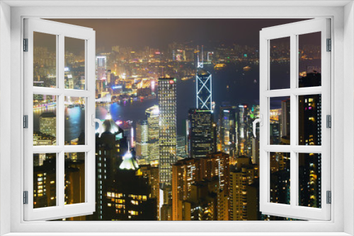 Fototapeta Naklejka Na Ścianę Okno 3D - Night scene in Hong Kong