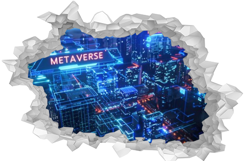 City Metaverse technology with text