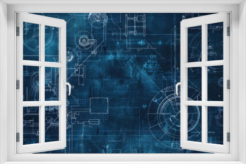 a background texture for a website hero section. primary color dark blue. in the style of arcthitecture blueprints and schematics. include themes of locks, gears, 