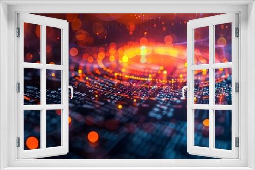 Digital Art with Glowing Orange Lights and Artificial Intelligence