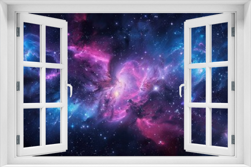 Panoramic view of the galaxy and star. Abstract space background