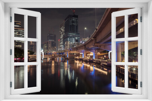 Fototapeta Naklejka Na Ścianę Okno 3D - 大阪の夜景・堂島川と周辺の高層ビル群