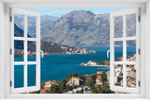 Fototapeta Naklejka Na Ścianę Okno 3D - Coastal view on a sunny winter day on the Bay of Kotor, Montenegro