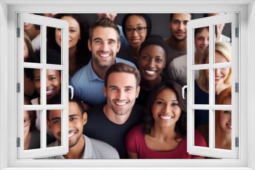 Diverse group of people smiling happy faces