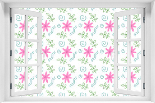 Fototapeta Naklejka Na Ścianę Okno 3D - Spring Summer Natural Flowers Pattern Texture Background Vector