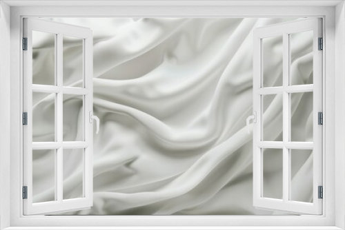 Soft White Satin Silk Fabric Texture with Elegant Drapery Wave Pattern