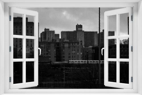 Fototapeta Naklejka Na Ścianę Okno 3D - New York City Architecture, streets and people Black and white
