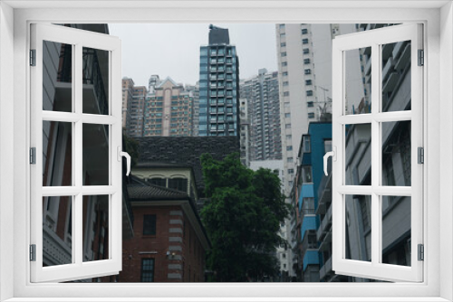Fototapeta Naklejka Na Ścianę Okno 3D - The Hong Kong Corporate Office Buildings
