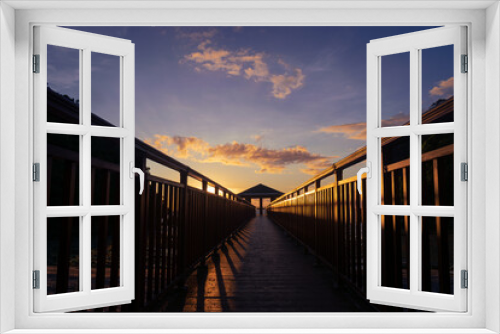 Fototapeta Naklejka Na Ścianę Okno 3D - Sunset on a gazebo by the beach. Bil-At Point, Ferrol, Romblon, Philippines