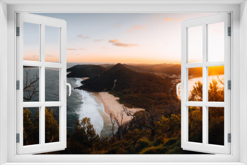 Fototapeta Naklejka Na Ścianę Okno 3D - Sunset view over Mount Tomaree National Park, Nelson Bay, New Castle, New South Wales, Australia