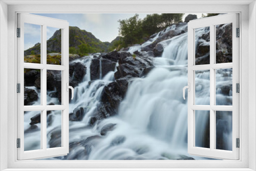 Fototapeta Naklejka Na Ścianę Okno 3D - Studalselva, Sorvagen, Moskenesoya, Lofoten, Nordland, Norwegen