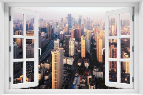 Fototapeta Naklejka Na Ścianę Okno 3D - Shanghai City Skyline 