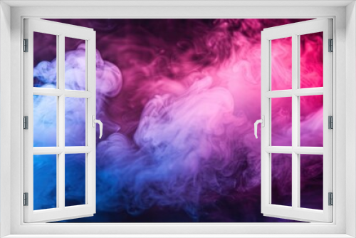 Colorful dramatic red, blue, and purple colors smoke or fog for abstract background. AI generated