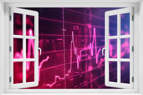 Dynamic Stock Market Chart Data Visualization in Red and Purple Tones