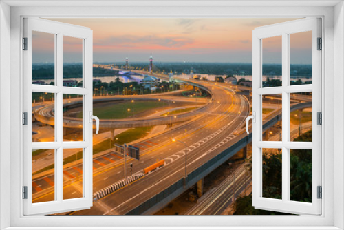 Fototapeta Naklejka Na Ścianę Okno 3D - Highway and Suspension bridge in Thailand